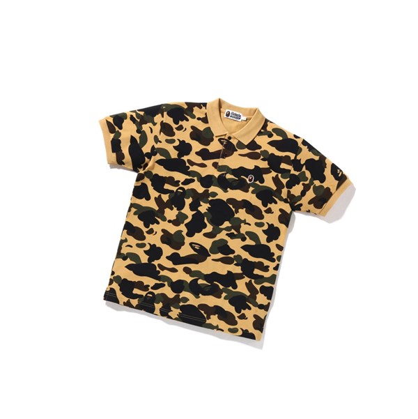 Men's A BATHING APE 1st Camo One Point Short Sleeve Polo Yellow | RYZ148570