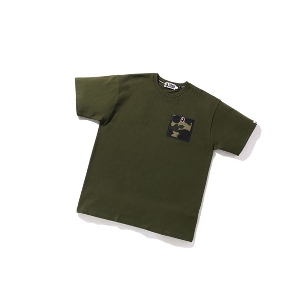 Men's A BATHING APE 1st Camo Pocket Tee Short Sleeve T Shirts Army Green | RFI519082