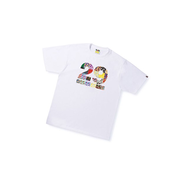 Men's A BATHING APE A Bathing Ape 29th Anniversary Tee Short Sleeve T Shirts White | FER618730