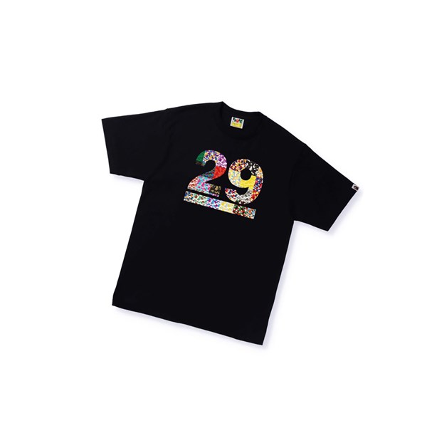 Men's A BATHING APE A Bathing Ape 29th Anniversary Tee Short Sleeve T Shirts Black | IRQ378296