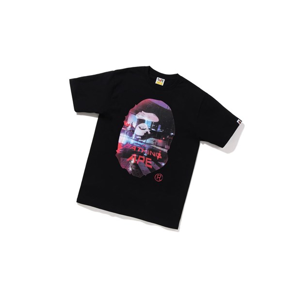 Men's A BATHING APE A Bathing Ape Back Street Tee Short Sleeve T Shirts Black | EGL953781