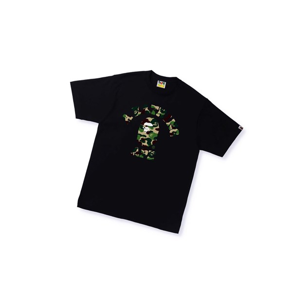 Men's A BATHING APE Abc Camo College Tee Short Sleeve T Shirts Black | MDW451693