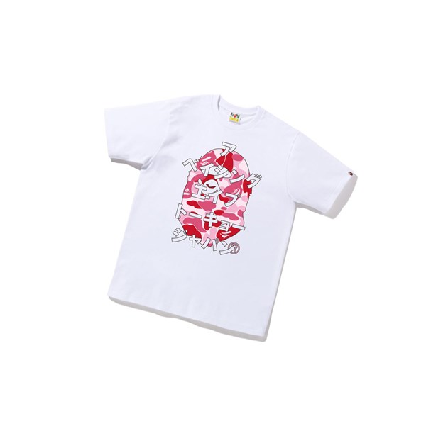 Men's A BATHING APE Abc Camo Japanese Letters Tee Short Sleeve T Shirts White | EJA083172