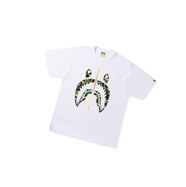 Men's A BATHING APE Abc Camo Shark Tee Short Sleeve T Shirts White | GHO360419