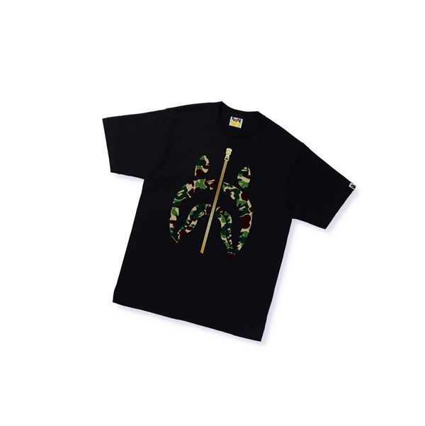 Men's A BATHING APE Abc Camo Shark Tee Short Sleeve T Shirts Black | IQC612983