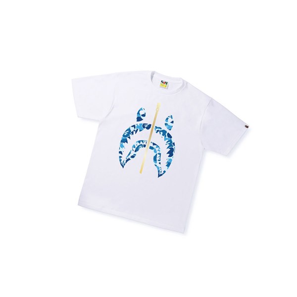 Men's A BATHING APE Abc Camo Shark Tee Short Sleeve T Shirts White | JGQ143687