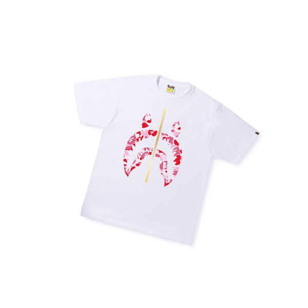 Men's A BATHING APE Abc Camo Shark Tee Short Sleeve T Shirts White | LTM854371