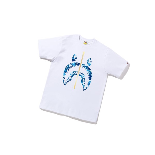 Men's A BATHING APE Abc Camo Shark Tee Short Sleeve T Shirts White | QDR314560