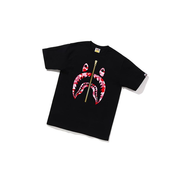 Men's A BATHING APE Abc Camo Shark Tee Short Sleeve T Shirts Black | UXI218504