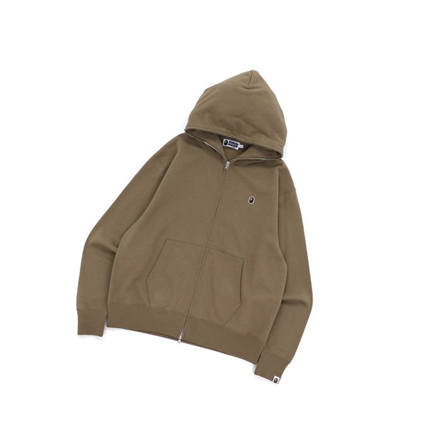 Men's A BATHING APE Ape Head One Point Relaxed Hooded Zip Throughs Jackets Taupe | GFV821496