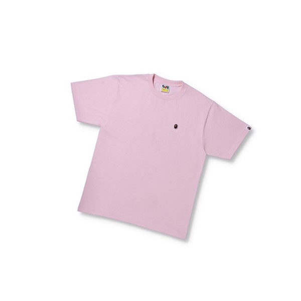 Men's A BATHING APE Ape Head One Point Tee Short Sleeve T Shirts Pink | HTI134702