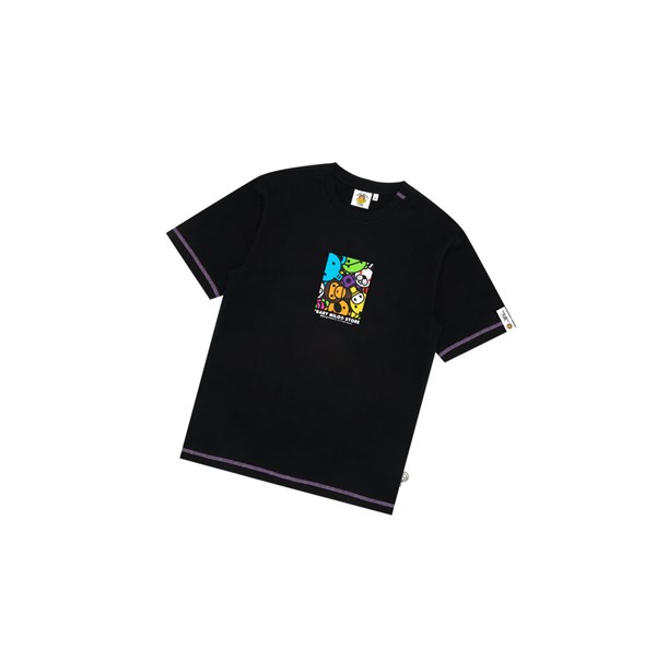 Men's A BATHING APE Baby Milo Box Logo Print Tee Short Sleeve T Shirts Black | HSQ274510