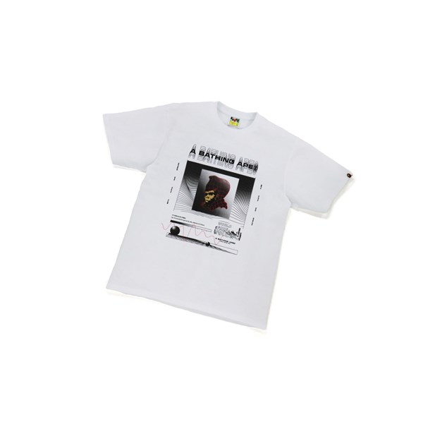 Men's A BATHING APE Bape General Tee Short Sleeve T Shirts White | WPF238176