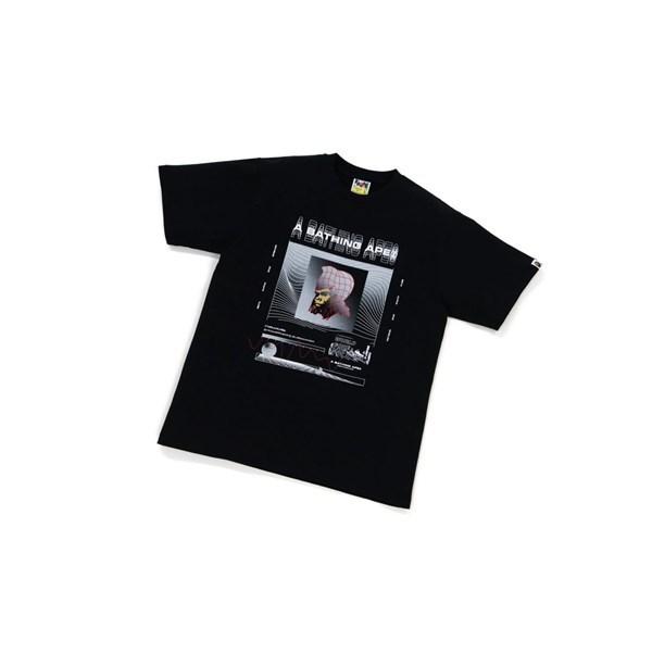 Men's A BATHING APE Bape General Tee Short Sleeve T Shirts Black | XIO457231