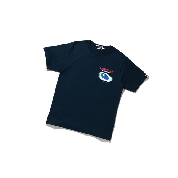 Men's A BATHING APE Bape Resort Pool Tee Short Sleeve T Shirts Navy Blue | NPY907485