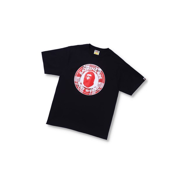 Men's A BATHING APE Bape® Check Gift Busy Works Tee Short Sleeve T Shirts Black | GJY712850