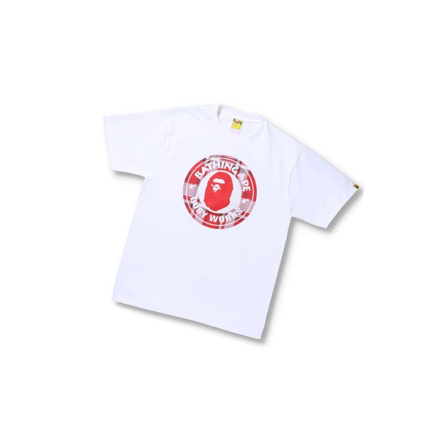 Men's A BATHING APE Bape® Check Gift Busy Works Tee Short Sleeve T Shirts White | XQY417285