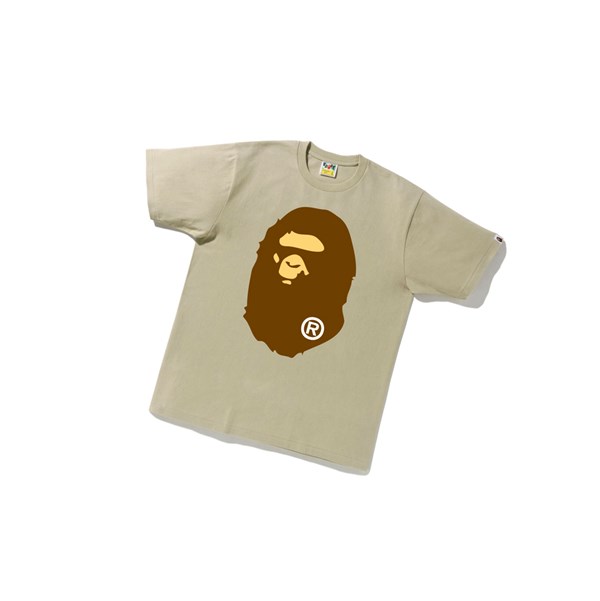 Men's A BATHING APE Big Ape Head Tee Short Sleeve T Shirts Beige | VRW453819