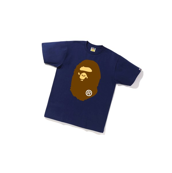 Men's A BATHING APE Big Ape Head Tee Short Sleeve T Shirts Navy Blue | VYS890215