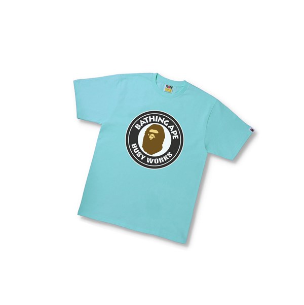 Men's A BATHING APE Busy Works Tee Short Sleeve T Shirts Sky Blue | BYD874362