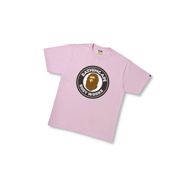 Men's A BATHING APE Busy Works Tee Short Sleeve T Shirts Pink | HMT630481