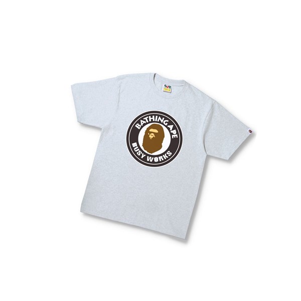 Men's A BATHING APE Busy Works Tee Short Sleeve T Shirts Grey | KXY908542