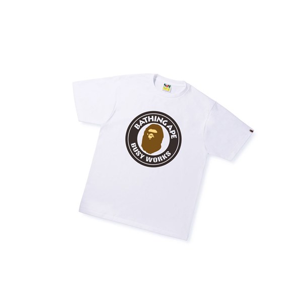 Men's A BATHING APE Busy Works Tee Short Sleeve T Shirts White | SED105436