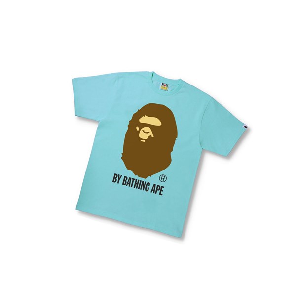 Men's A BATHING APE By Bathing Ape Tee Short Sleeve T Shirts Sky Blue | QYC306914