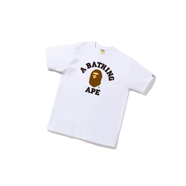 Men's A BATHING APE College Tee Short Sleeve T Shirts White | NZH908134