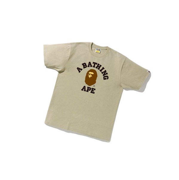 Men's A BATHING APE College Tee Short Sleeve T Shirts Beige | ZJK680741