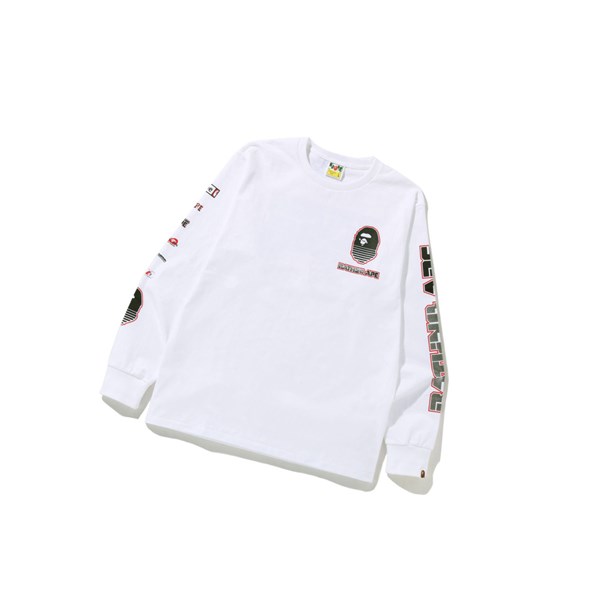 Men's A BATHING APE Graphic #1 L/S Tee Long Sleeve T Shirts Bleached White | EMB936204