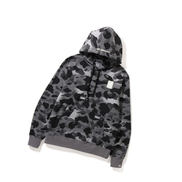 Men's A BATHING APE Grid Camo Pullover Hoodies Black | MRS091843