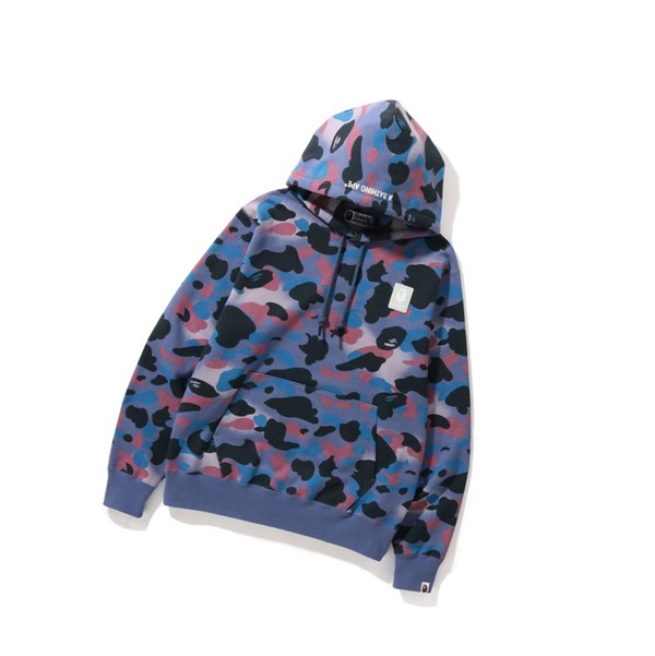 Men's A BATHING APE Grid Camo Pullover Hoodies Purple | NUA890721