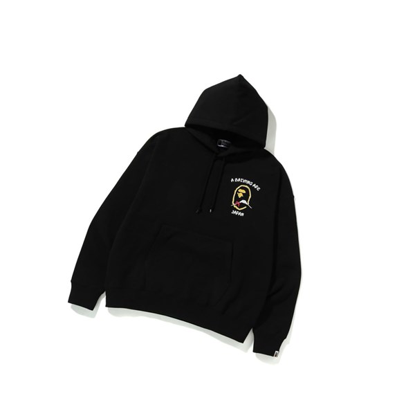 Men's A BATHING APE Japan Loose Fit Pullover Hoodie Black | WEH865034