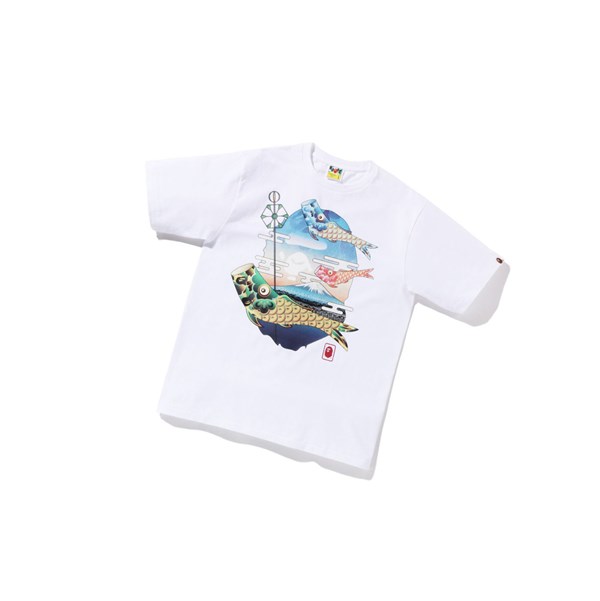 Men's A BATHING APE Koinobori Carp Flags Ape Head Tee Short Sleeve T Shirts White | JQR542186