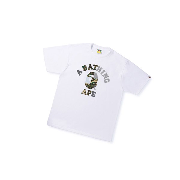 Men's A BATHING APE Military Crazy College Tee Short Sleeve T Shirts White | MYD175629