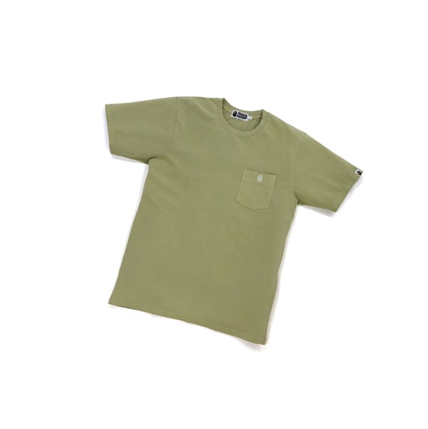 Men's A BATHING APE One Point Overdye Pocket Tee Short Sleeve T Shirts Beige | NLY296348