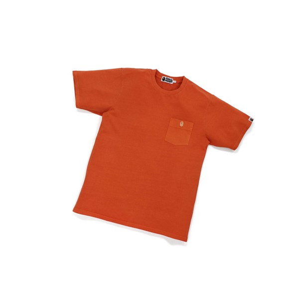 Men's A BATHING APE One Point Overdye Pocket Tee Short Sleeve T Shirts Orange | PLJ416952