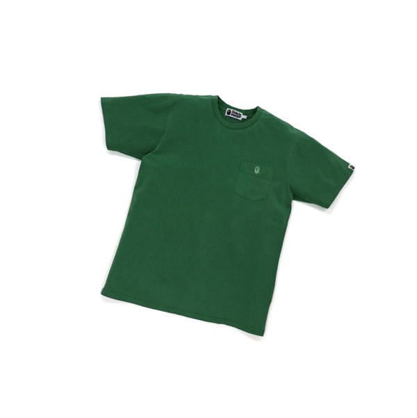 Men's A BATHING APE One Point Overdye Pocket Tee Short Sleeve T Shirts Emerald | WJM035248