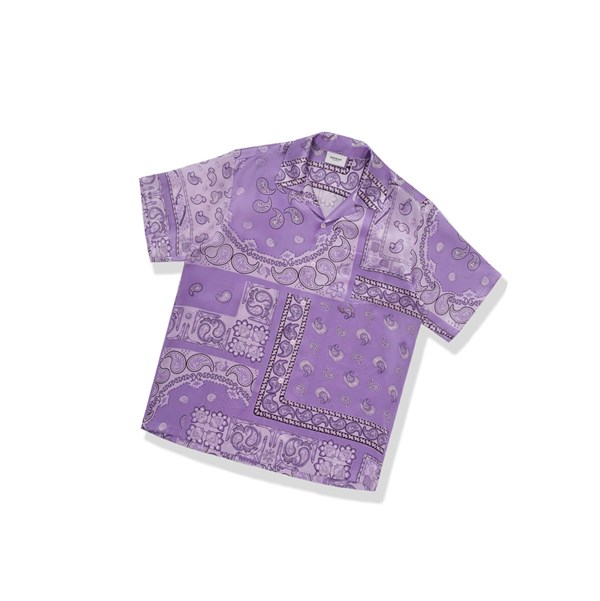 Men's A BATHING APE Paisley Print Short Sleeve Shirts Purple | ISJ437819