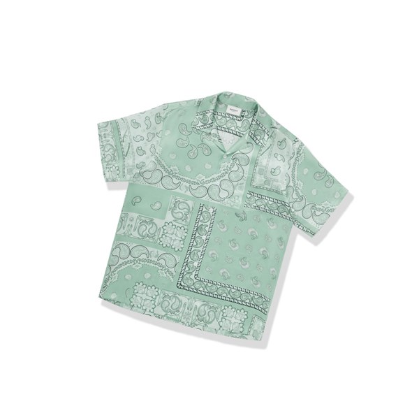 Men's A BATHING APE Paisley Print Short Sleeve Shirts Light Green | KNQ072698