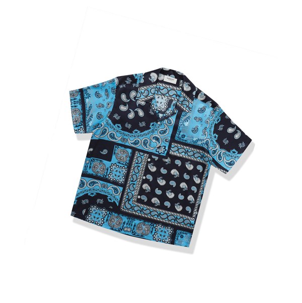 Men's A BATHING APE Paisley Print Short Sleeve Shirts Sky Blue | YLF170638