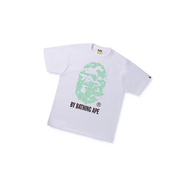 Men's A BATHING APE Text Code Camo By Bathing Ape Tee Short Sleeve T Shirts White | MSY497358