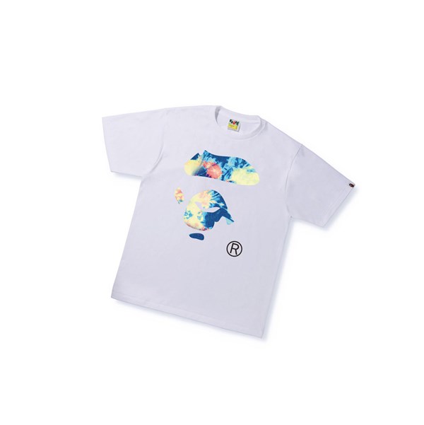 Men's A BATHING APE Tie Dye Ape Face Tee Short Sleeve T Shirts White | QPL201974