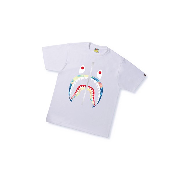 Men's A BATHING APE Tie Dye Shark Tee Short Sleeve T Shirts White | HGD962087