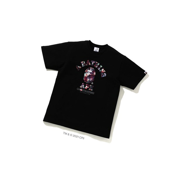 Men's A BATHING APE X Ghostbusters Camo College Tee Short Sleeve T Shirts Black | RHS276849