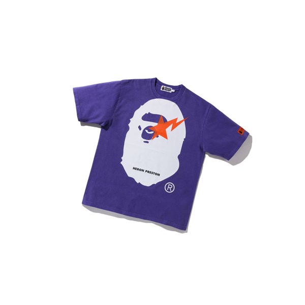 Men's A BATHING APE X Heron Preston Relaxed Tee Short Sleeve T Shirts Purple | YQW512390