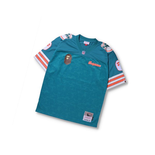 Men's A BATHING APE X M&n Nfl Miami Dolphins Legacy Jersey Short Sleeve T Shirts Mint | GPM869402