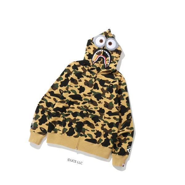 Men's A BATHING APE X Minions 1st Camo Minions Shark Full Zip Throughs Hoodie Yellow | GFH148563