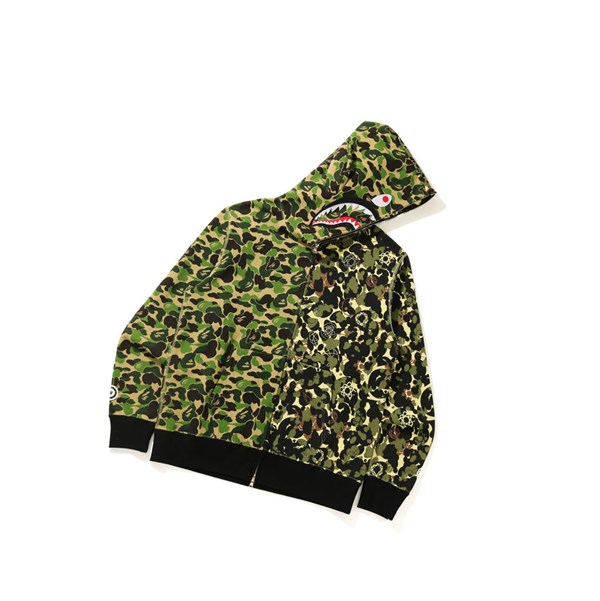 Men's A BATHING APE X Mo'Wax X Unkle Bape Camo Zip Throughs Hoodie Army Green | YFJ127098